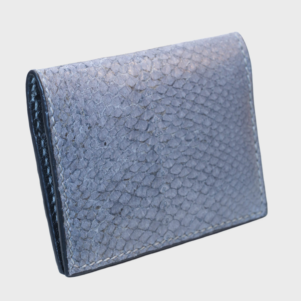 Gray salmon bifold fishleather card wallet