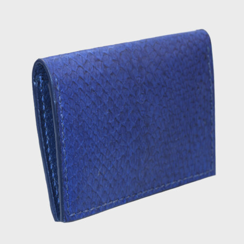 Blue salmon bifold fishleather card wallet