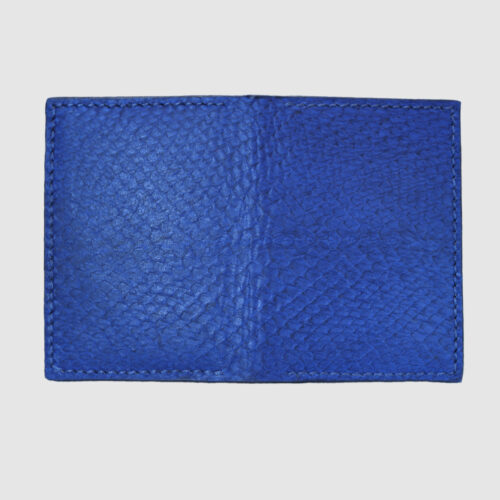 Blue salmon bifold fishleather card wallet front