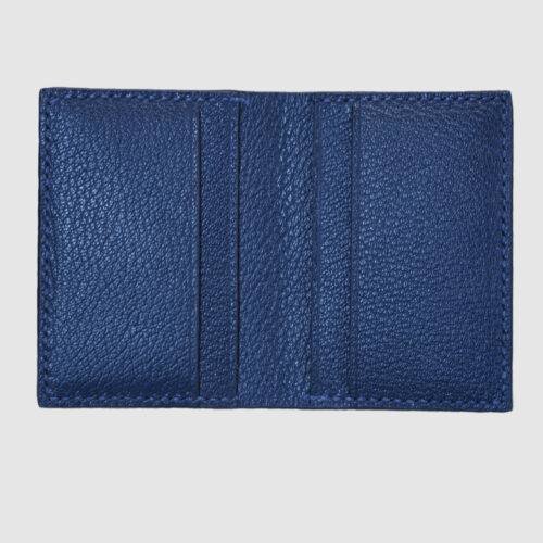 Blue salmon bifold fishleather card wallet interior