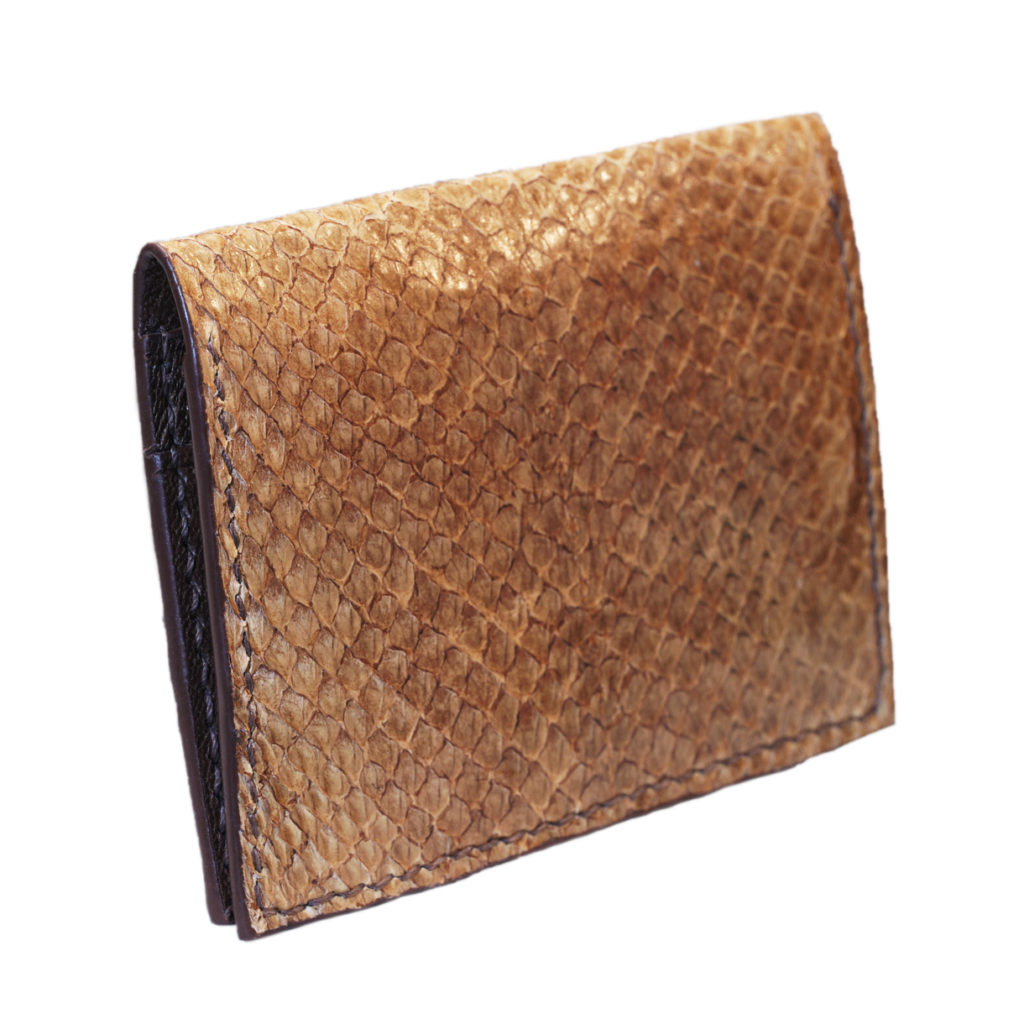 Brown salmon bifold fishleather card wallet