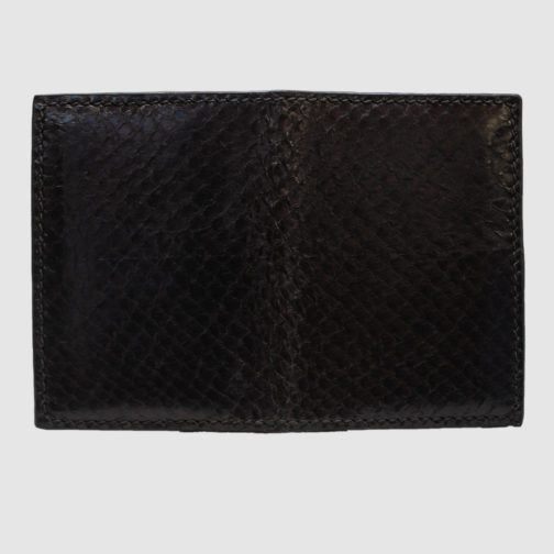 Black salmon bifold fishleather card wallet front view