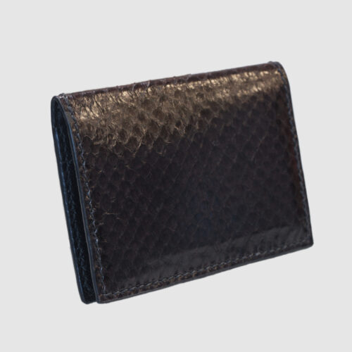 Black salmon bifold fishleather card wallet side wiew