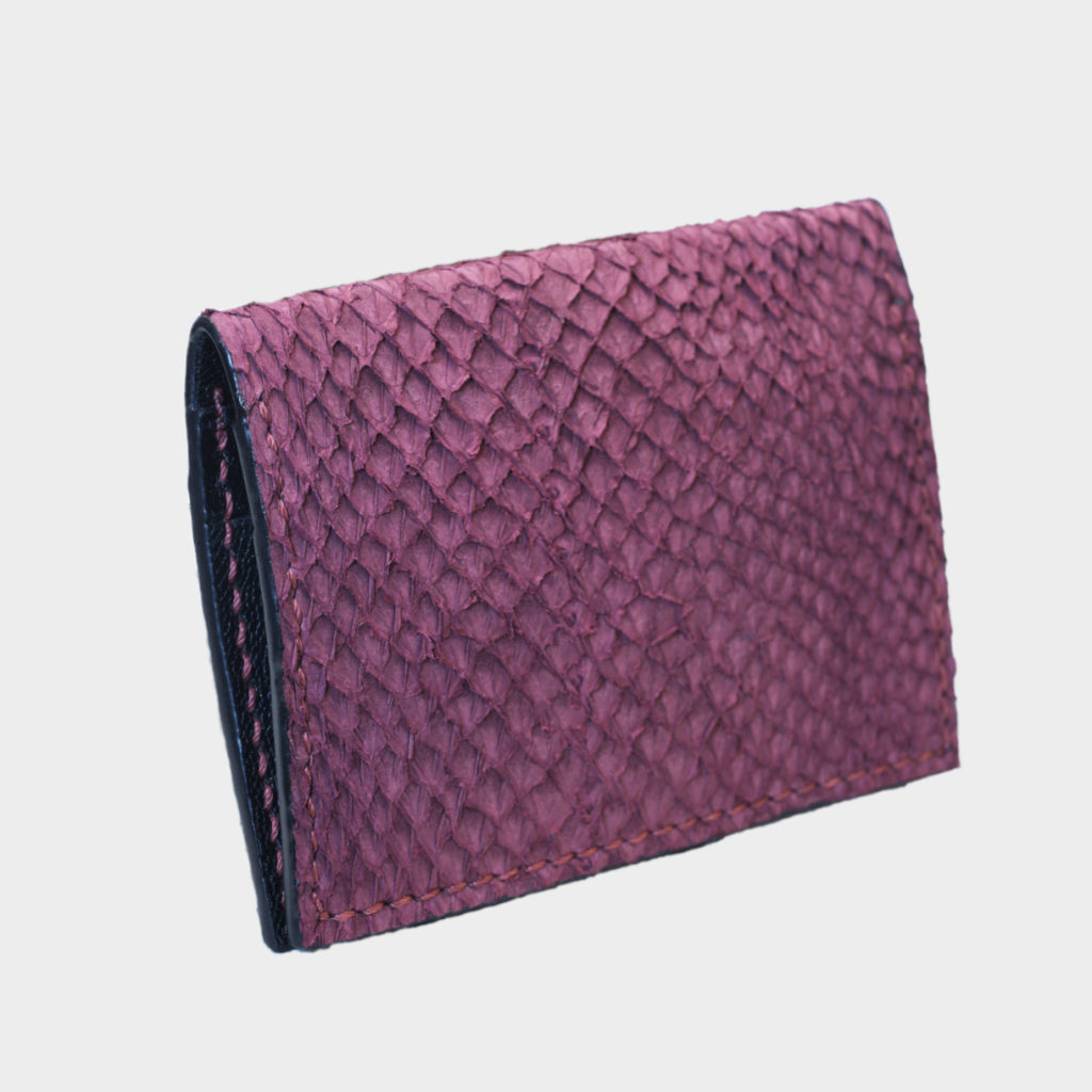 bordeaux salmon card wallet side view