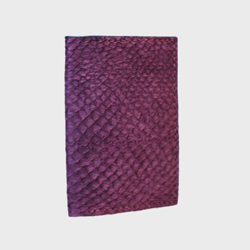 Hand cut and hand stitched bordeaux salmon card wallet